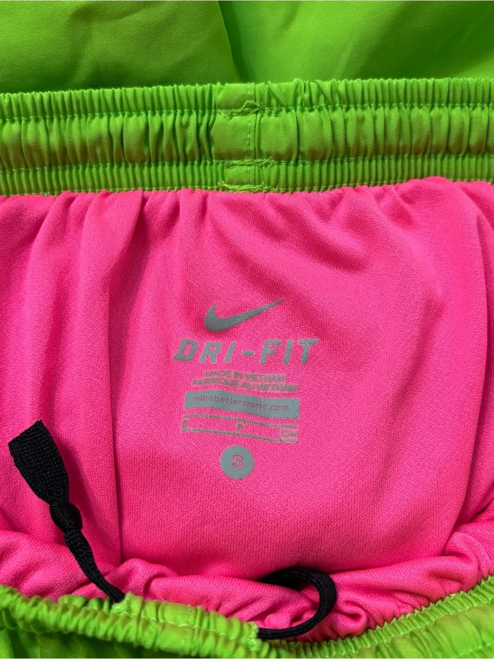 Nike Women’s Neon Green and Hot Pink Athletic Shorts